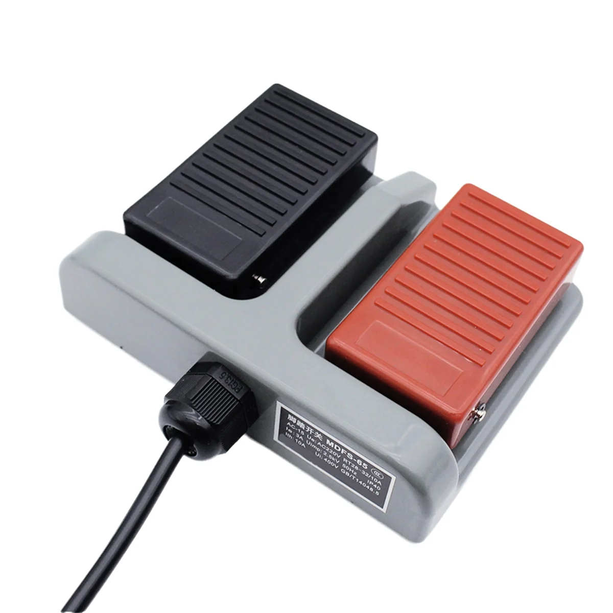 

ONCE Foot Switch MDFS-65 Double Foot Pedal Switch Self-Reset with Wire 3A/220VAC