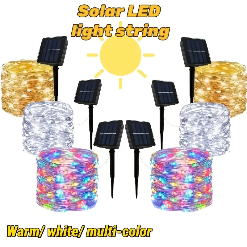 

Solar Fairy Light Outdoor 8 Lighting Modes Copper Wire Light String Lights Courtyard Festival Party Garden Wedding Decoration