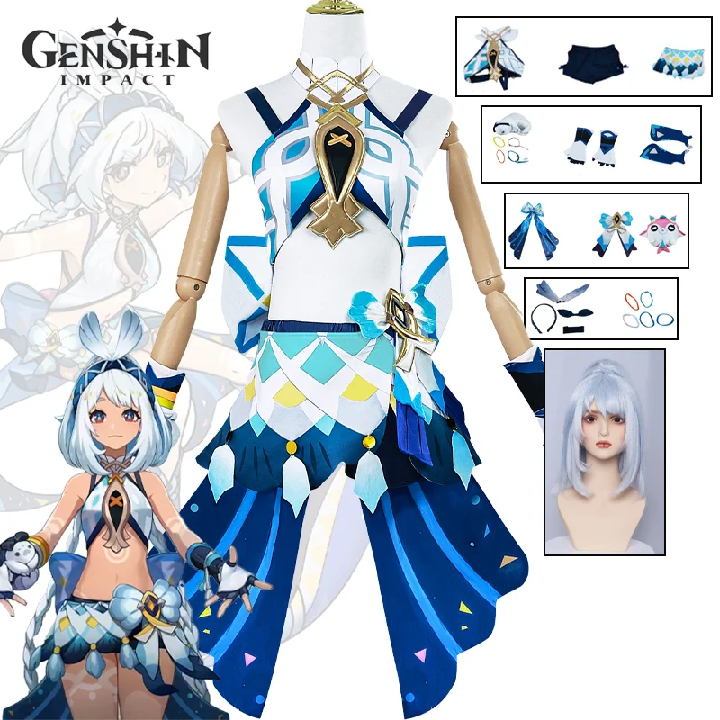 Game Genshin Impact Mualani Cosplay Costume Sexy Dress Wig Suit Comic Con Uniform Halloween Party for Women Role Play Full Set