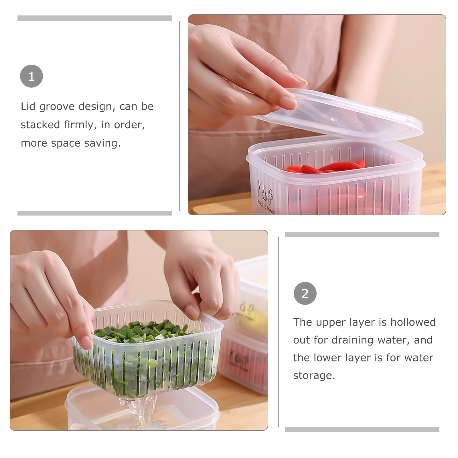 

3Pcs Food Preservation Storage Box Clear Box for Refrigerator Fruit Vegetable Storage Household Crisper Cases