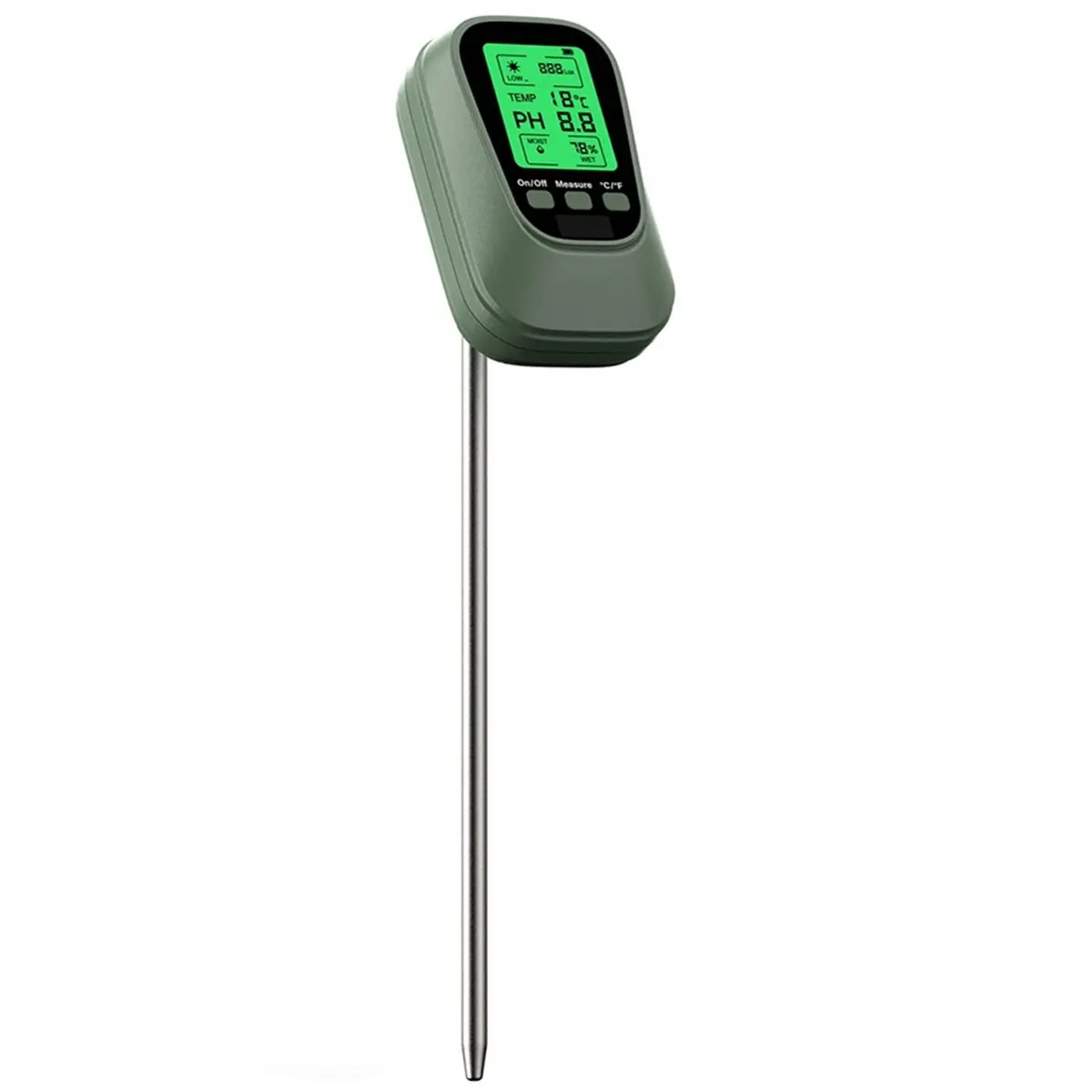 DT75BG Soil PH Meter 4 in 1 Sunlight Hygrometer LCD Digital Garden Plant Flowers Temp Monitor Sensor for Environmental Humidity