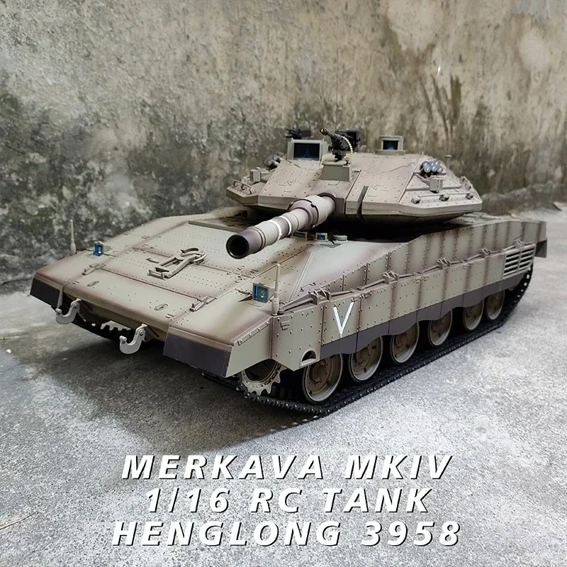 2024 tanque original de controle remoto henglong 3958 israel merkava mk iv modelo de batalha principal 1/16 trilhos de metal fora de estrada rc carro brinquedo infantil