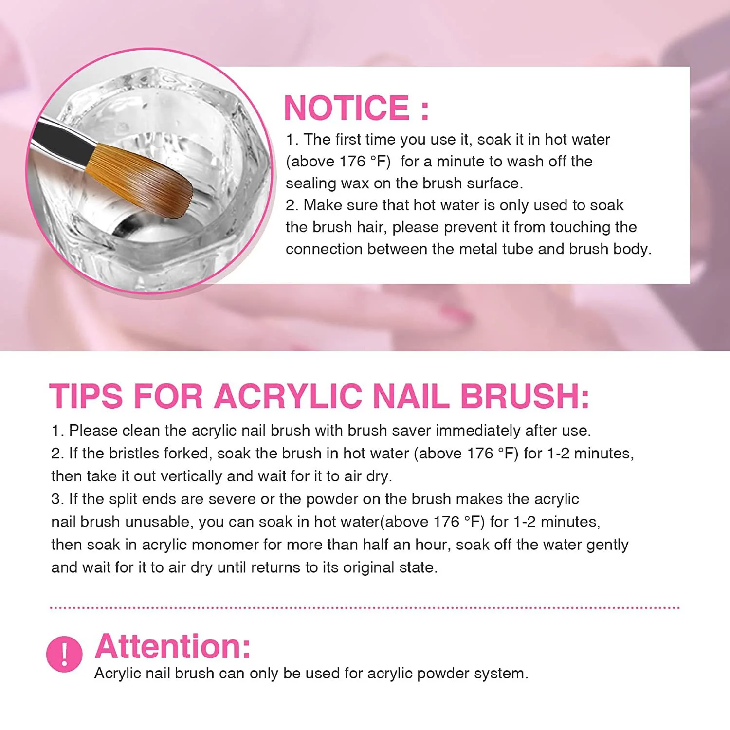 アクリルネイルブラシセット - サイズ4/6/8/10/12 アクリルパウダー用 丸型 アートエクステンション 3Dカービング ホームDIY マニキュアツール