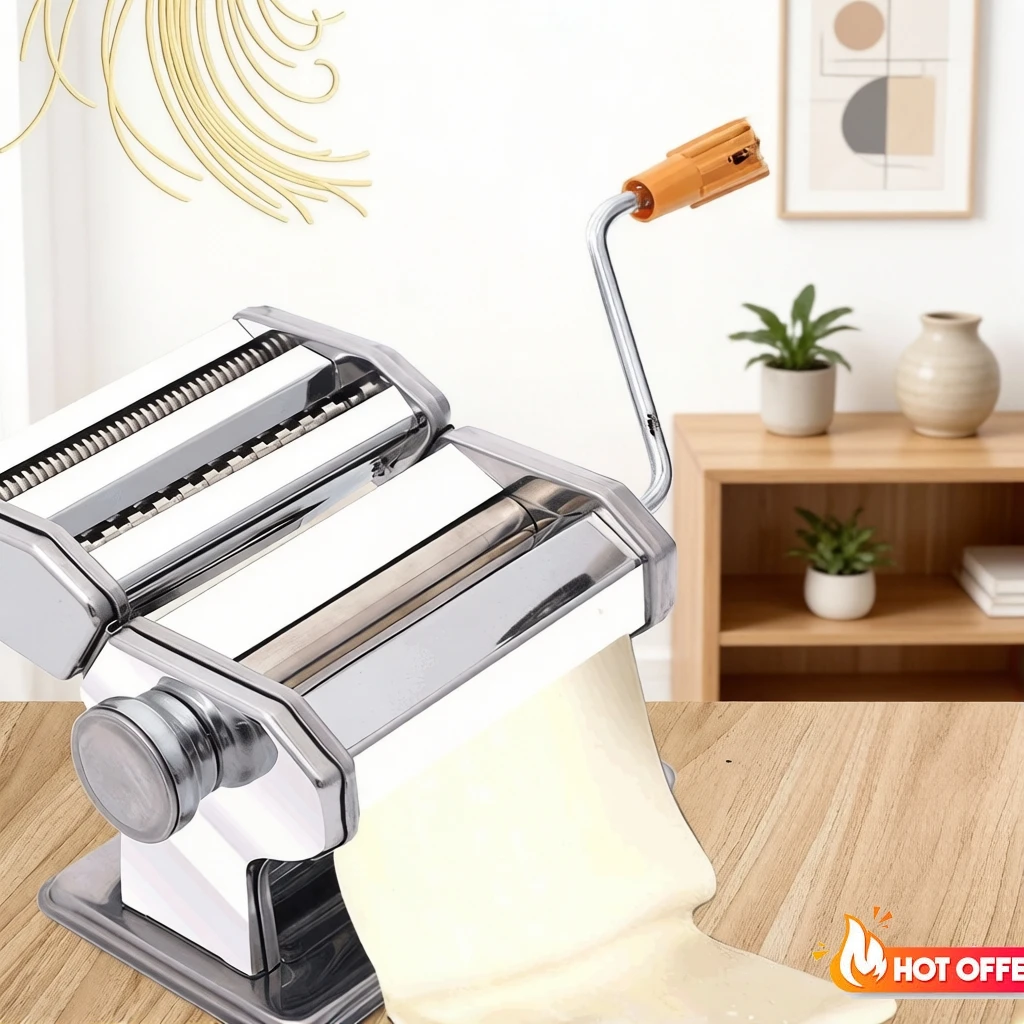 Máquina manual para hacer fideos, cortadora de pasta 3 en 1 para el hogar, máquina enrolladora de fideos fácil de usar para pasta fresca