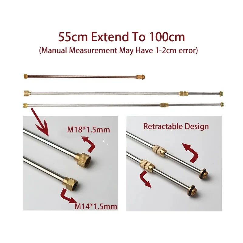 3In1 Stainless Steel 1m Retractable Spraying Rod Copper Connector Outdoor Garden Spraying For Electric Hand Sprayer Accessories