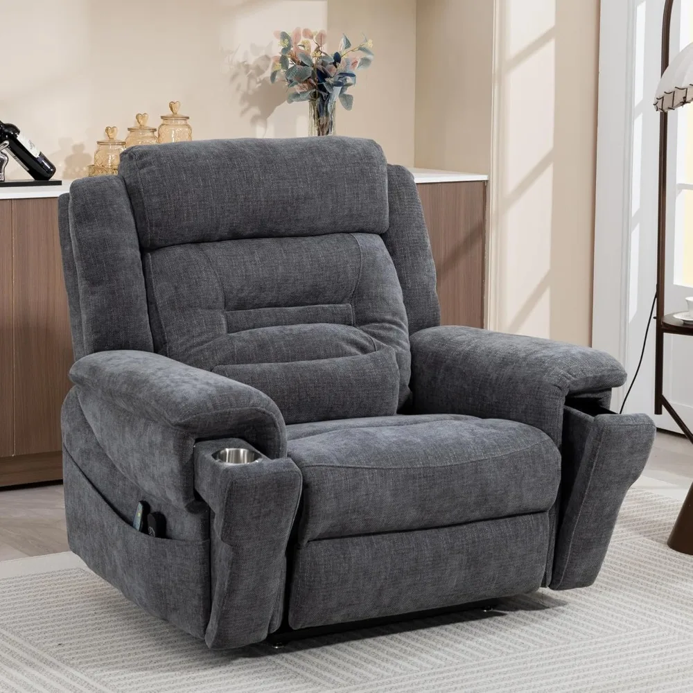 

Electric Reclining Chair for Seniors, 28-inch Wide Seat, Can Lie Flat and Rise, with Heated Massage, USB Type C Charging