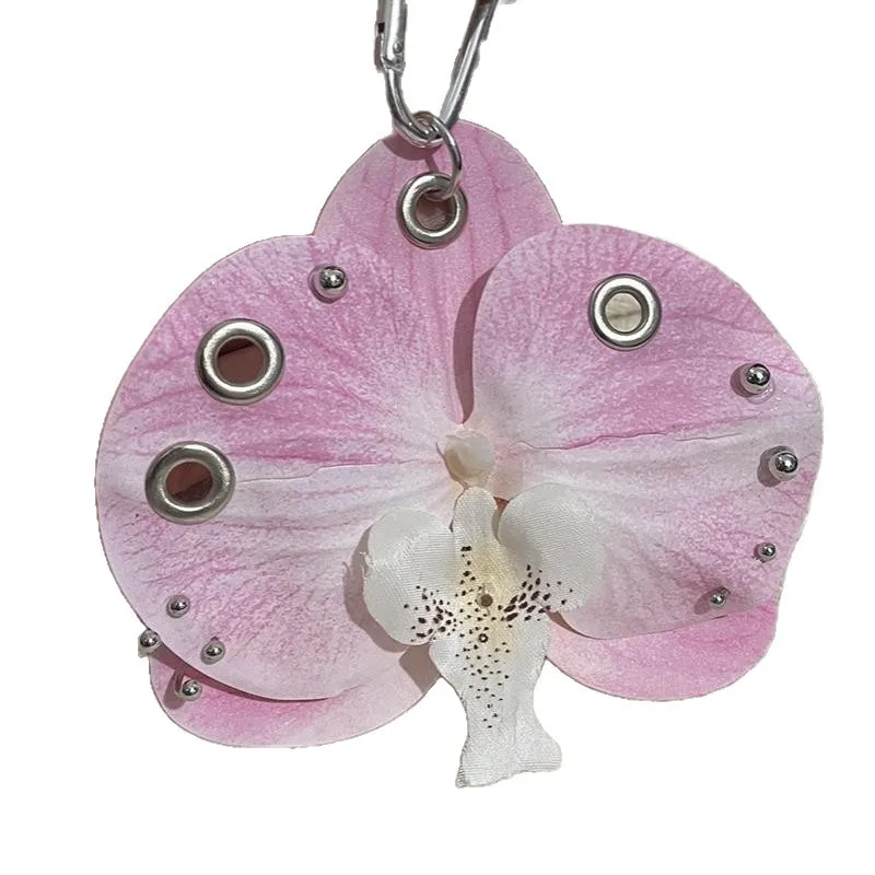 Simulation Flower Orchid Lily Keychain Backpack Decoration Gifts Simulation Flower Keyring Colorful Flower Bag Pendant