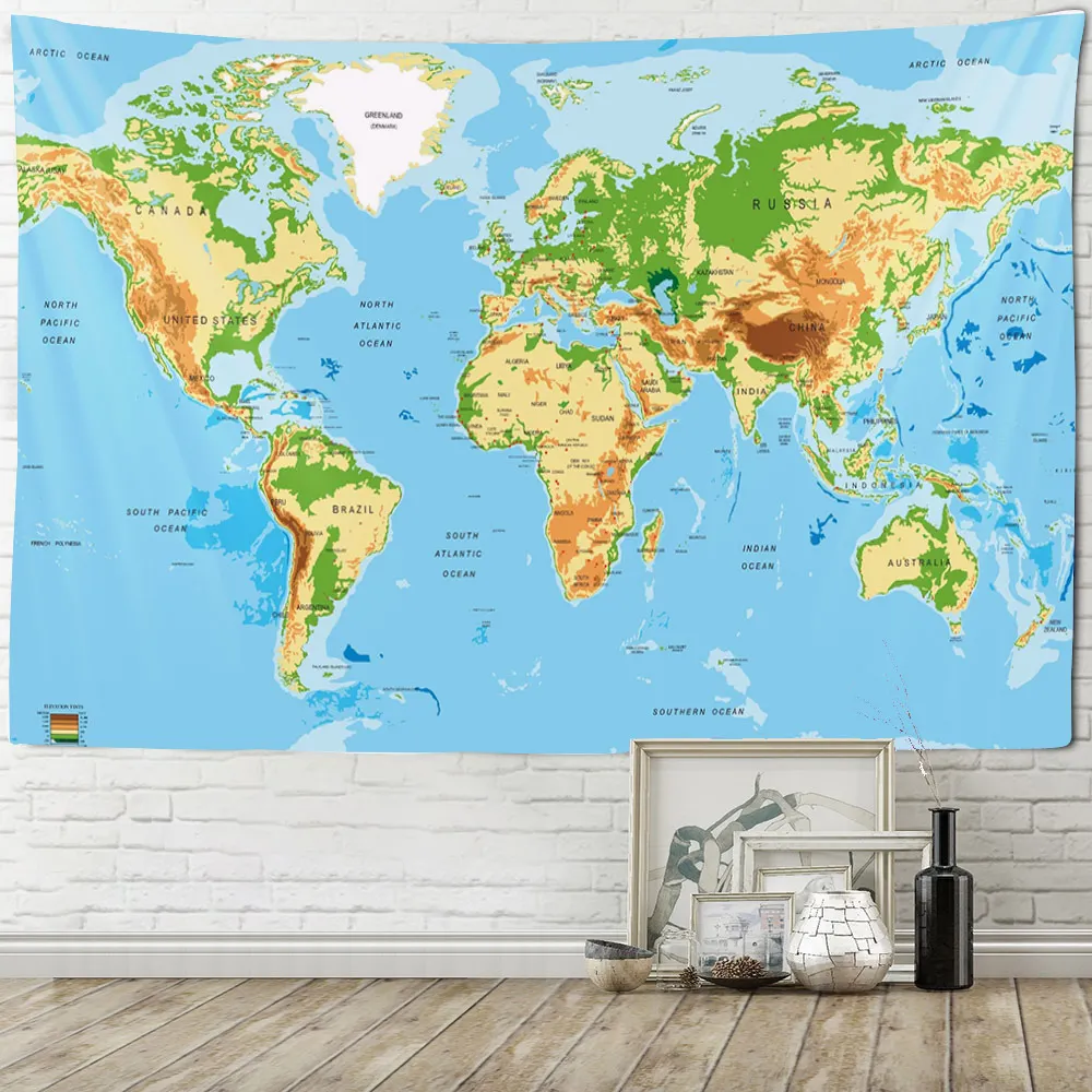 

Nordic Style Print World Map Tapestry Wall Hanging Polyster Beach Towel Polyester Thin Blanket Yoga Shawl Mat