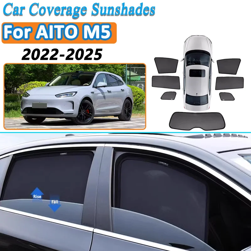 For AITO M5 2022-2025 2024 2023 Car Mesh Shades Window Sunshades Sunscreen Privacy Curtains Sun Visors Mosquitos Auto Accessorie