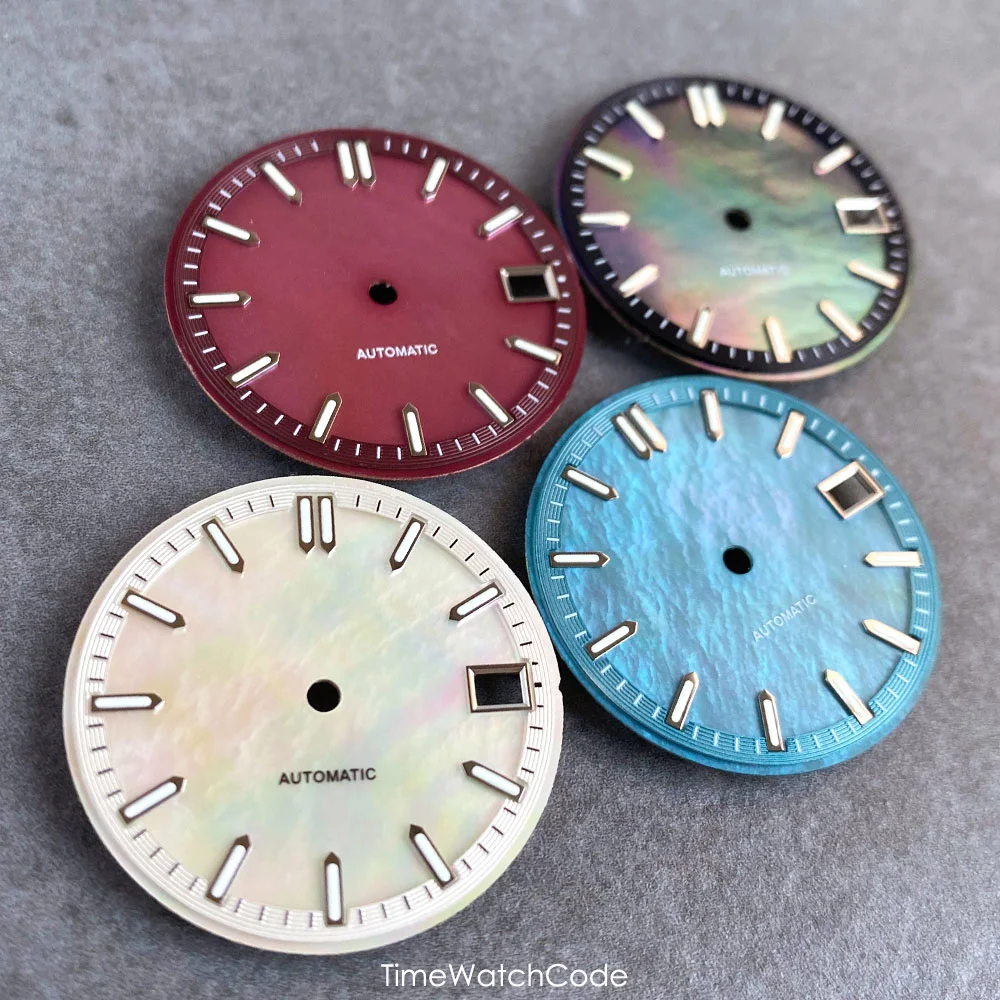 Tandorio Mother of Pearl MOP Watch Dial Face for NH35 NH36 NH38 NH70 NH71 NH72 4R35 4R36 Chapter Ring Baton Makers 29mm DJ Hands