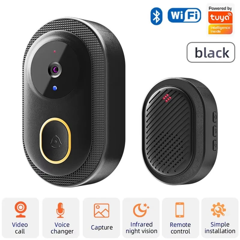 Tuya Wifi Video Doorbell Wireless HD Camera IR Alarm Security Smart Home Wifi Intercom Door Bell Camera For Home-Y41A