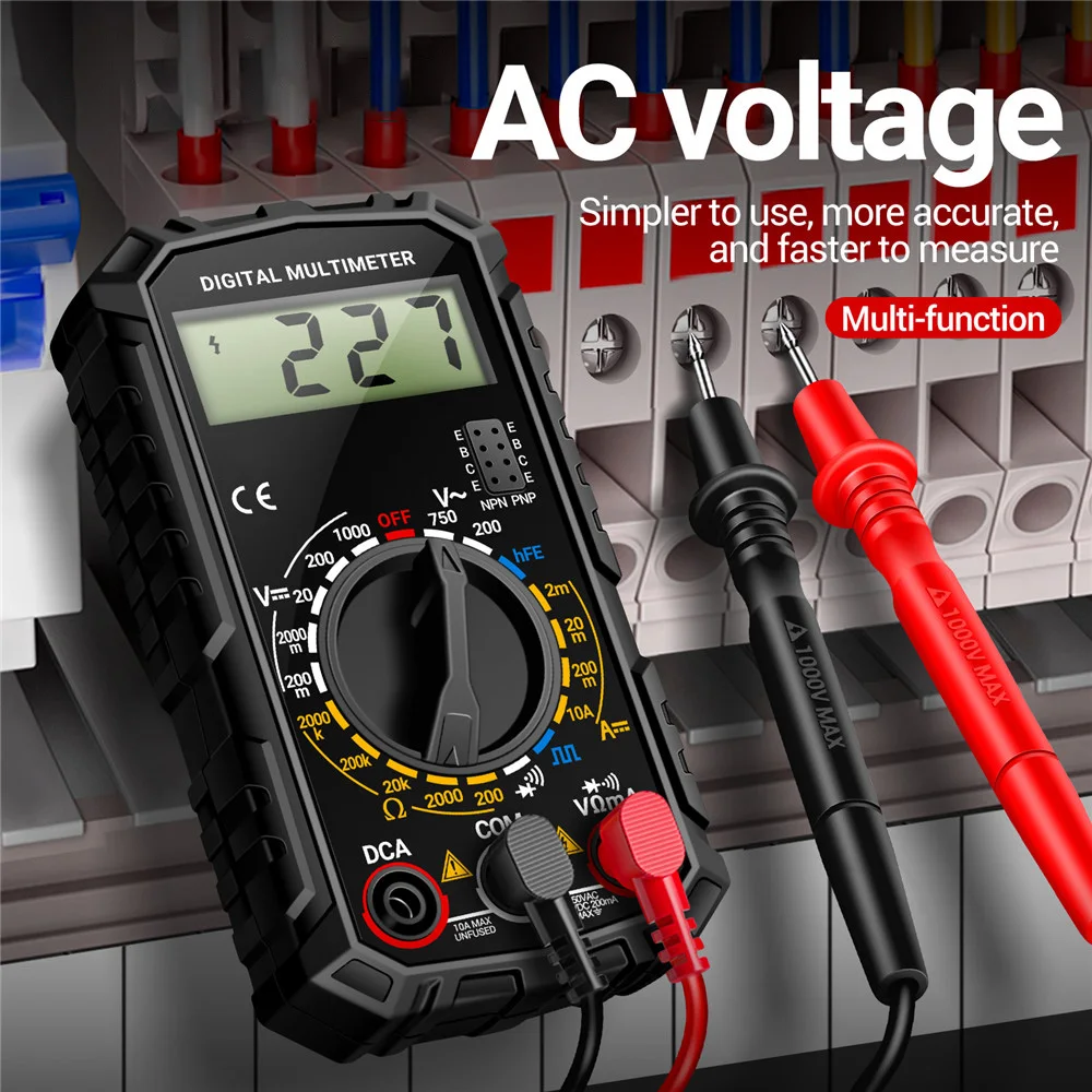 LCD Backlight Digital Multimeter AC/DC Voltage Resistance Meter Current Meter Electrician Ohm Diode Triode Square Wave Tester