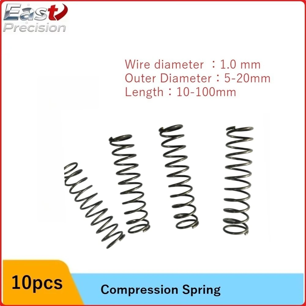 

10Pcs/Lot 1.0mm Micro Small Compression Spring OD 5/6/7/8/9/10/11/12/13/14/15/16/17/18/19/20mm Length 10mm to 100mm