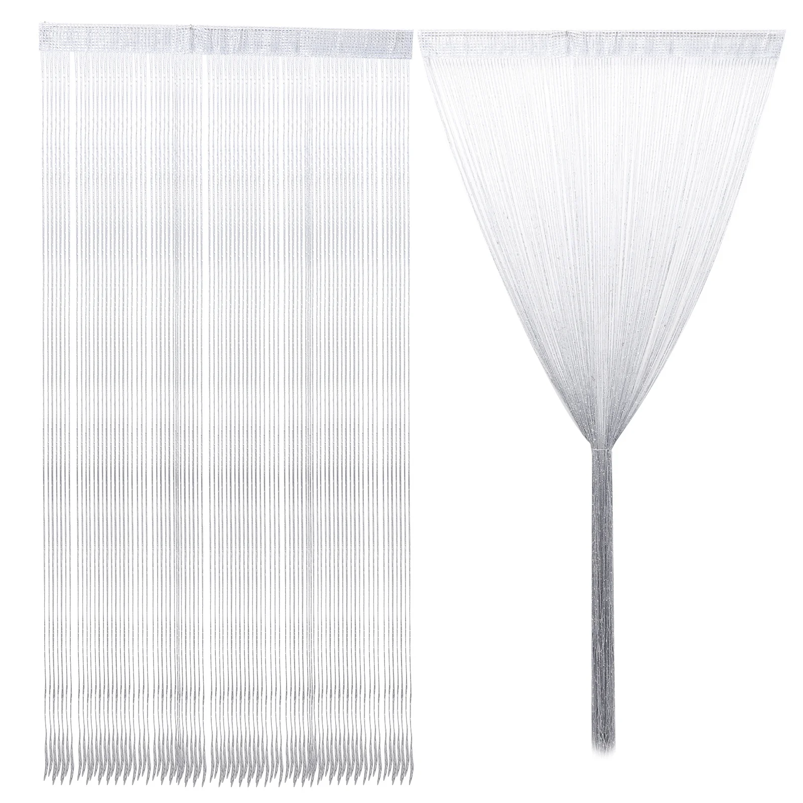 2 قطعة ستارة فضية اللون مشرق مقسم شرابة الزخرفية للمنزل حفل زفاف مرحلة غرفة الديكور #4