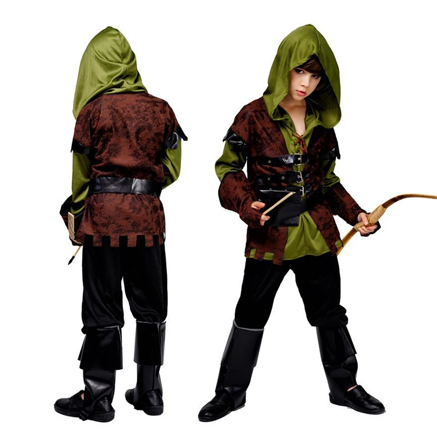 Viking Pirates Knight Cosplay Hunter Halloween Costumes for Kid Party Dresses Carnival Warrior Archer Suits Fantasia Clothes Boy