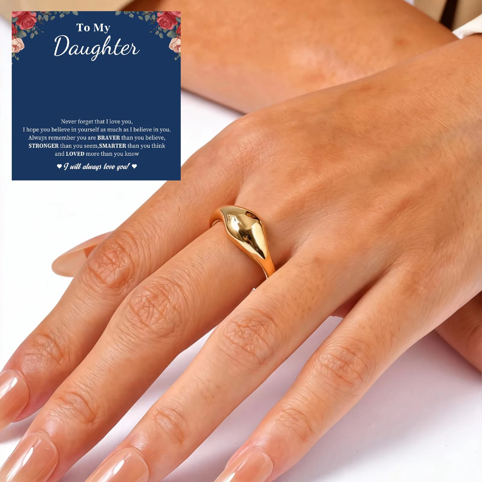 

316L Stainless Steel Rings For Women, 14K Gold Plated Never Fade Luxury Classic Rings Women' s Jewelry Gift For My Daughter 2026