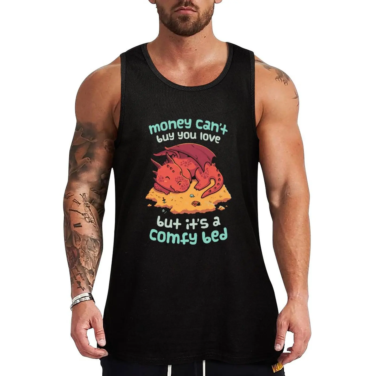 Money Bed Dragon // Fantasy, Kawaii, Roleplay Tank Top sleeveless vest men gym shirt man