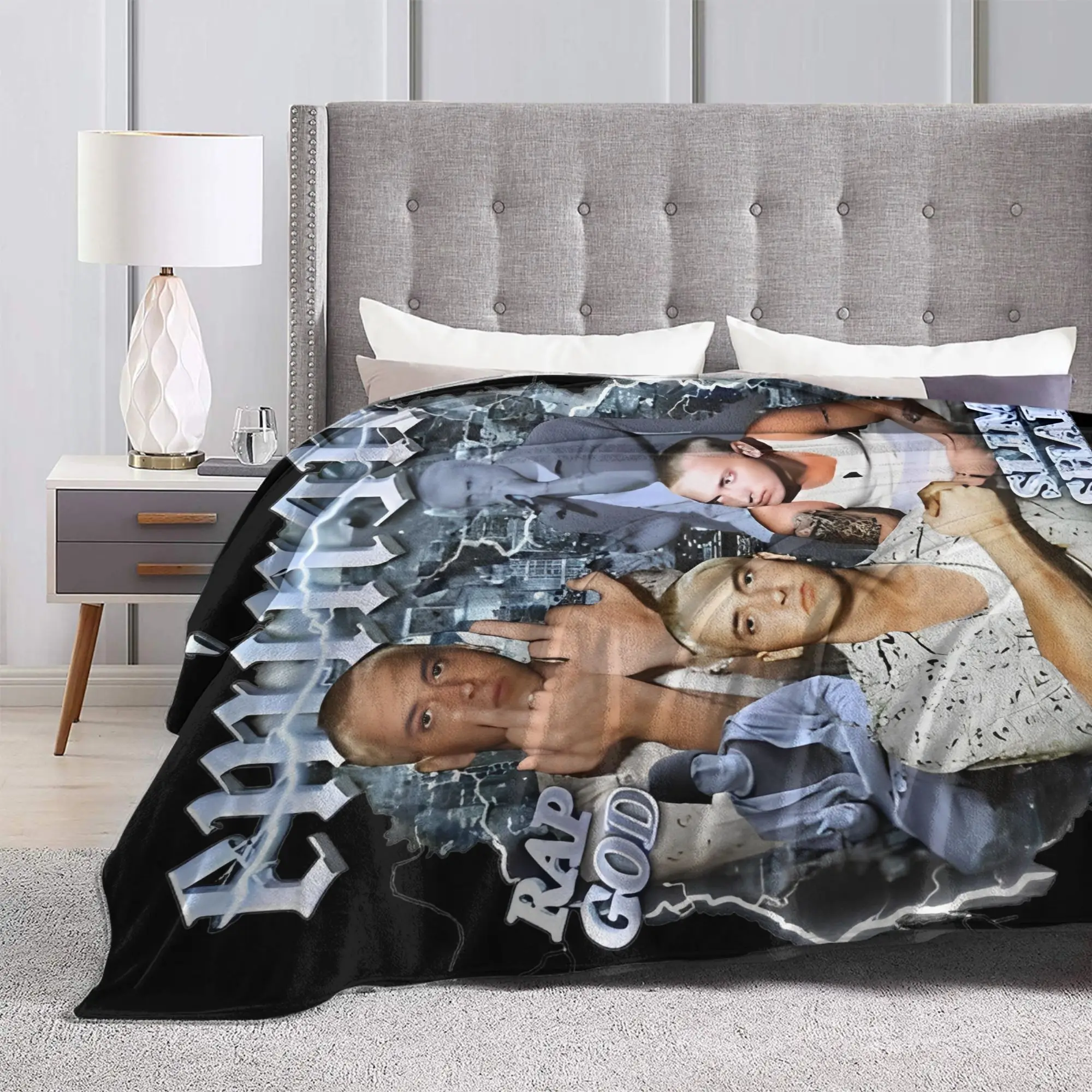 Eminem Rapper Blanket Hip Hop Music Album Fleece Awesome Warm Throw Blankets for Home Autumn/Winter