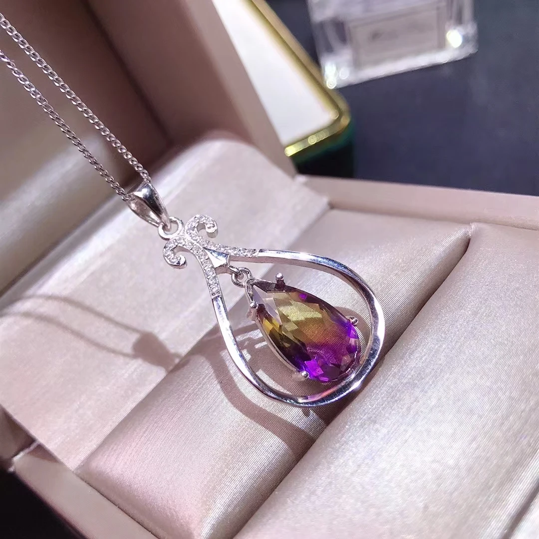 Luxury Water Drop Style Ametrine Pendant for Women Necklace Good Cut Natural Gem New Design Birthday Party Gift view 3