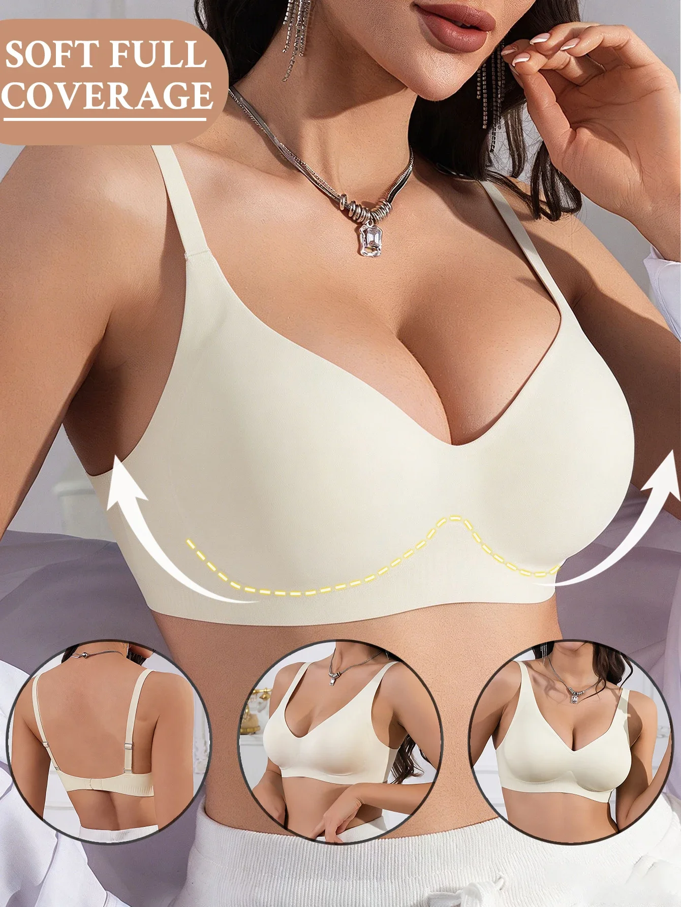 Women's Soft Support Seamless Underwear Comfortable Gathering No Steel Ring Collection Light Thin Breathable Bra Style