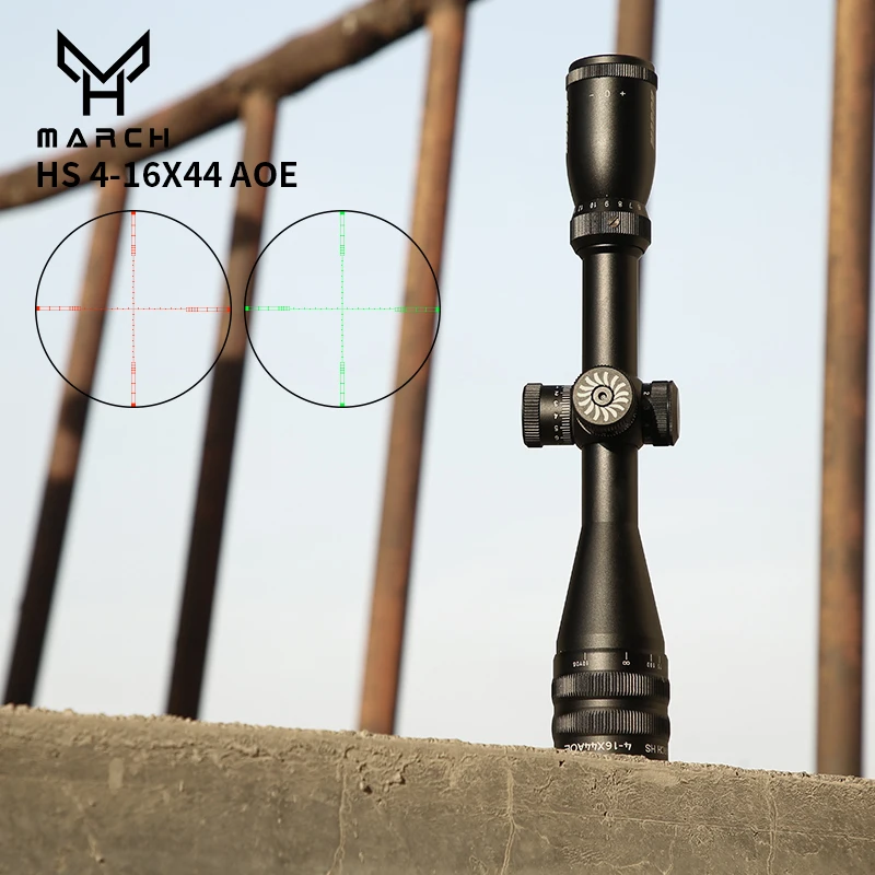 MARCH HS 4-16X44AOE Hunting Riflescopes Red Green Illuminate Tactical Rifle scope Airsoft Shooting Optics