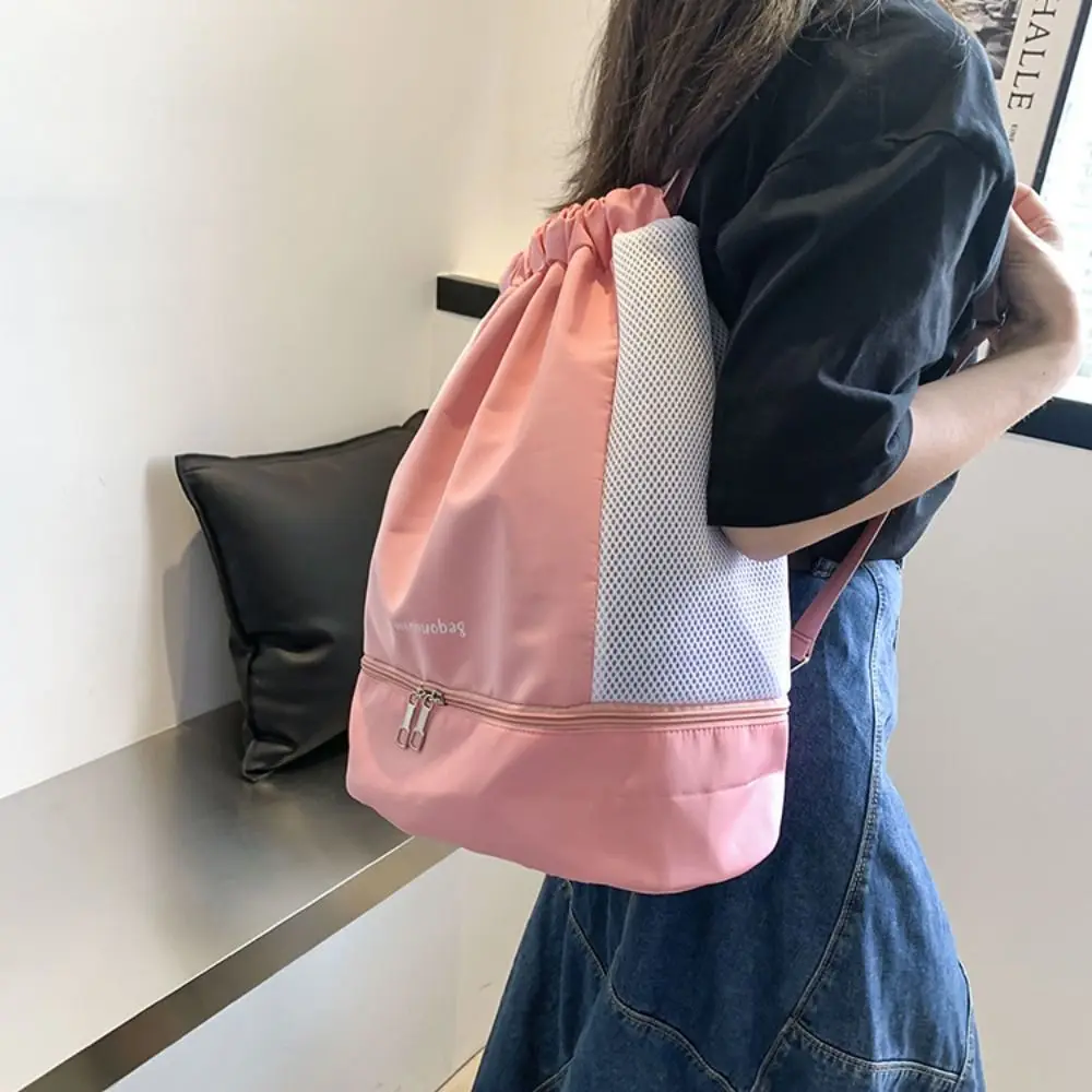 Fashion Oxford Drawstring Backpack Casual Lightweight Sports Gym Bag Dry and Wet Separation Water-Resistant Travel Bag Teenager