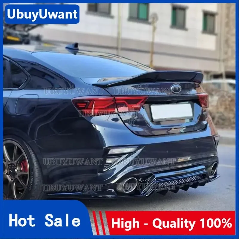 UBUYUWANT Carbon Fiber R-style Car Rear Trunk Spoiler Lip Wing Guard For Kia Cerato Forte Sport GT 2018 2019 2020 2021