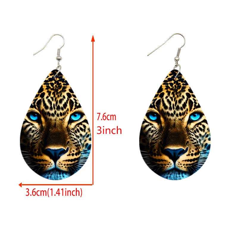 SOMESOOR Tiger Floral Eye Water Droplet Pendant Trendy Leopard Print Teardrop Earrings Jewelry Ideal Choice For Women Girl Gifts