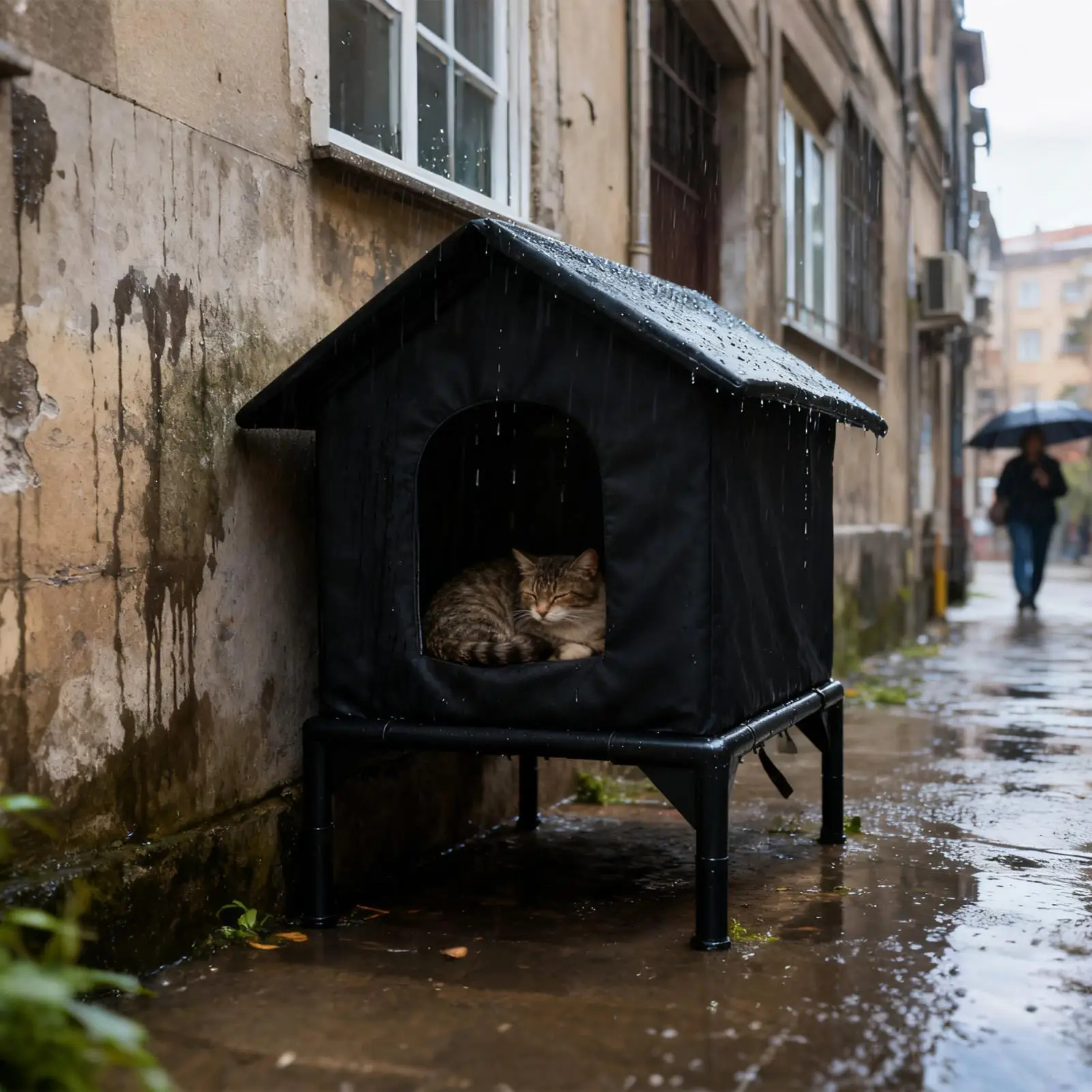 

Weatherproof Winter Cat House Cat Outside House Waterproof Enclosed Pet Tent Insulated Cat House For Multiple