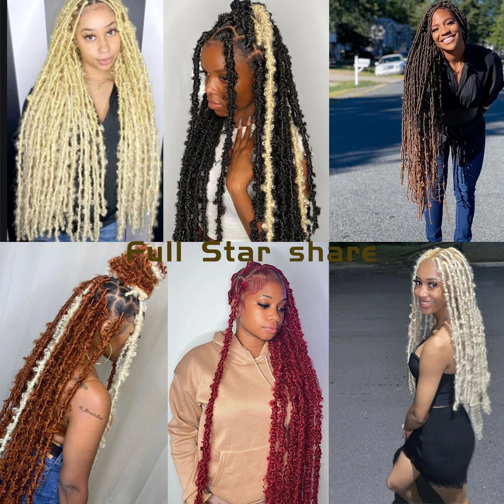 Butterfly Locs Synthetic Hair 36 inch Crochet Hair Soft Locs Crochet Braids Handmade Distressed Faux Locs Hair Extension