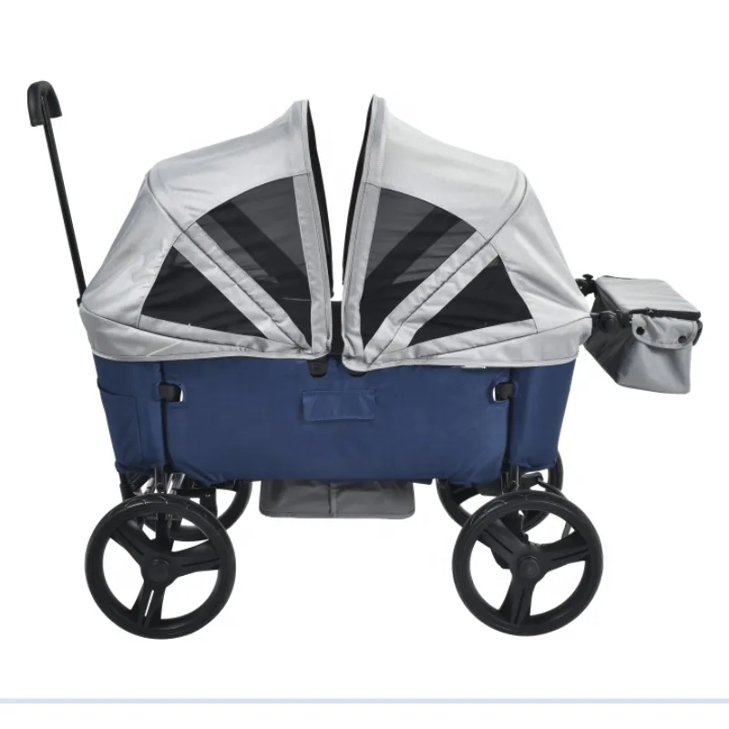 

customized high quality multi functional 2 seats baby stroller wagon pull handler outside beach cart linkage wheels