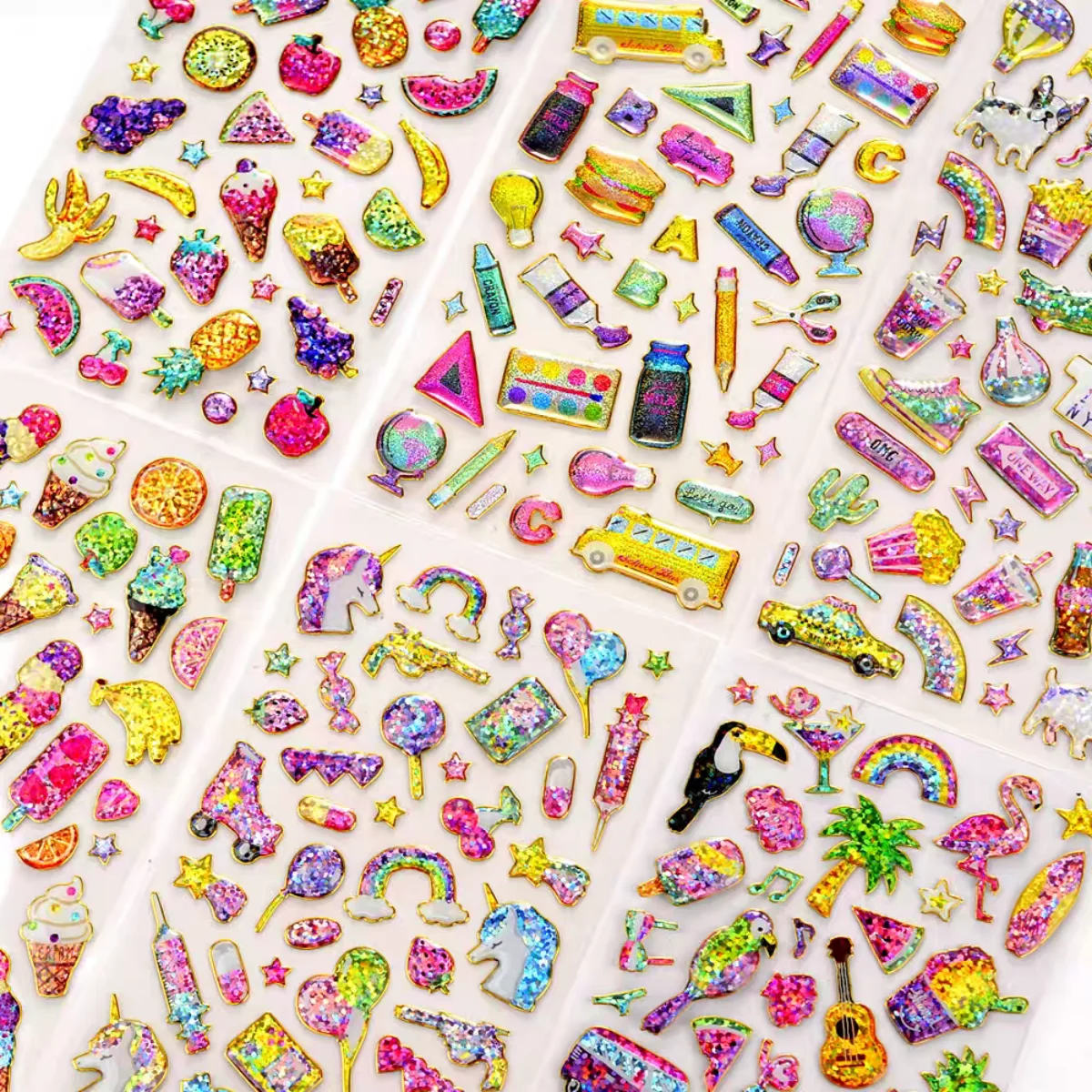 

4 pcs Random Shiny Animals Fruits Gilding Laser Stickers Scrapbooking Diy Journal Dairy Sticker Stationery Decor School Supplies