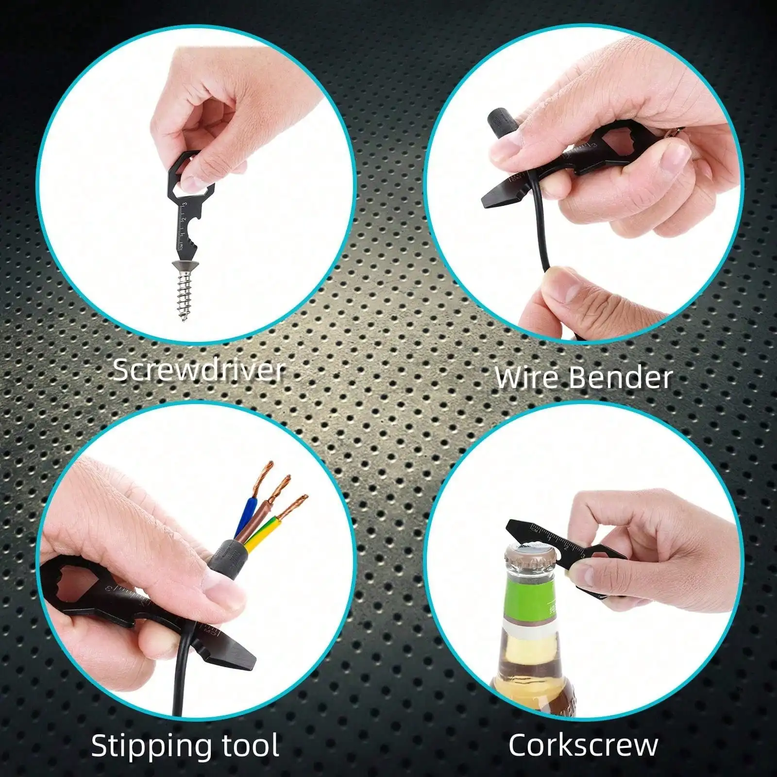 6 In 1 Multitool Keychain With Bottle Opener Portable Stainless Steel Pocket EDC Gear For Men Includes Screwdriver Wrench Ruler And File