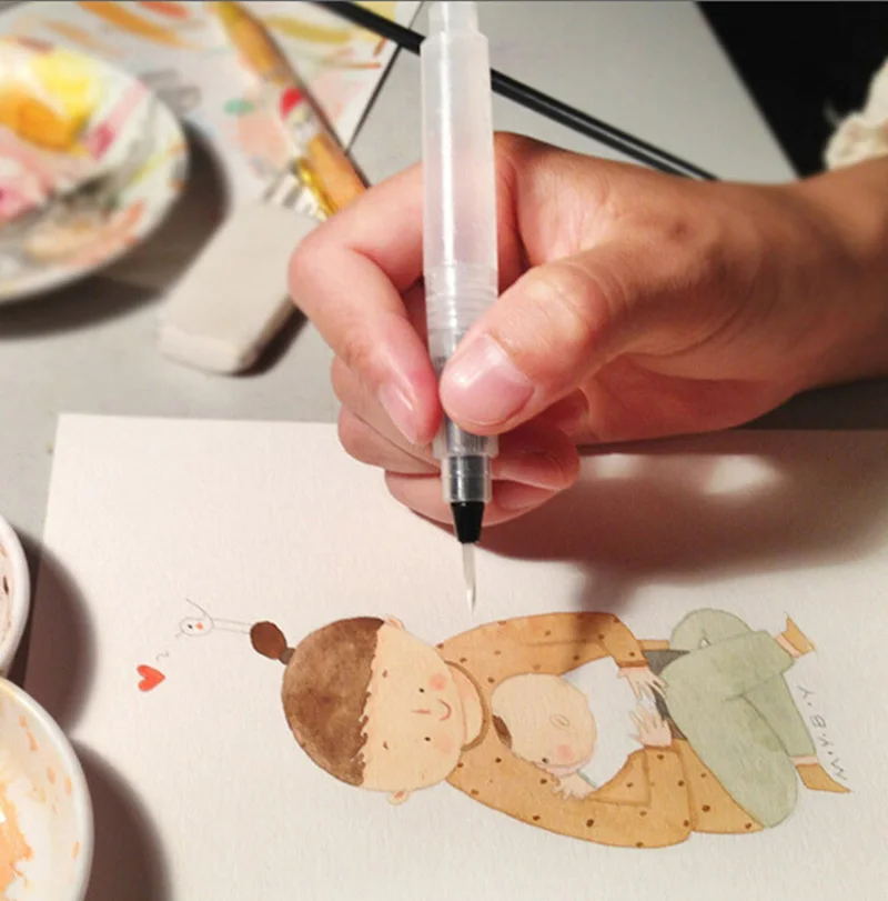 리필 잉크 컬러 펜, 물 브러시, 그림, 서예, 일러스트 펜, 사무실 문구, 1 개, 3 개