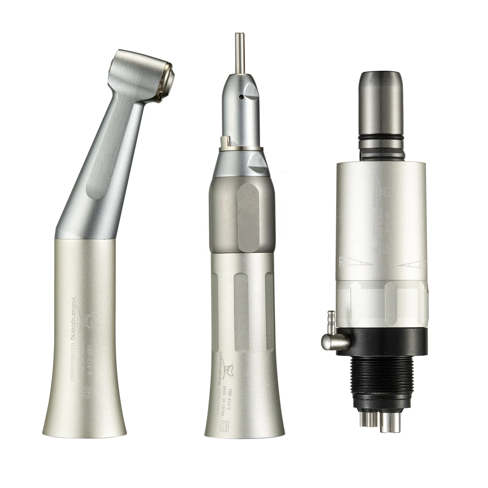 de ntal Slow/Low Speed External Handpiece Kit Straight/Push Button Contra Angle/E-type Air Motor 4Hole
