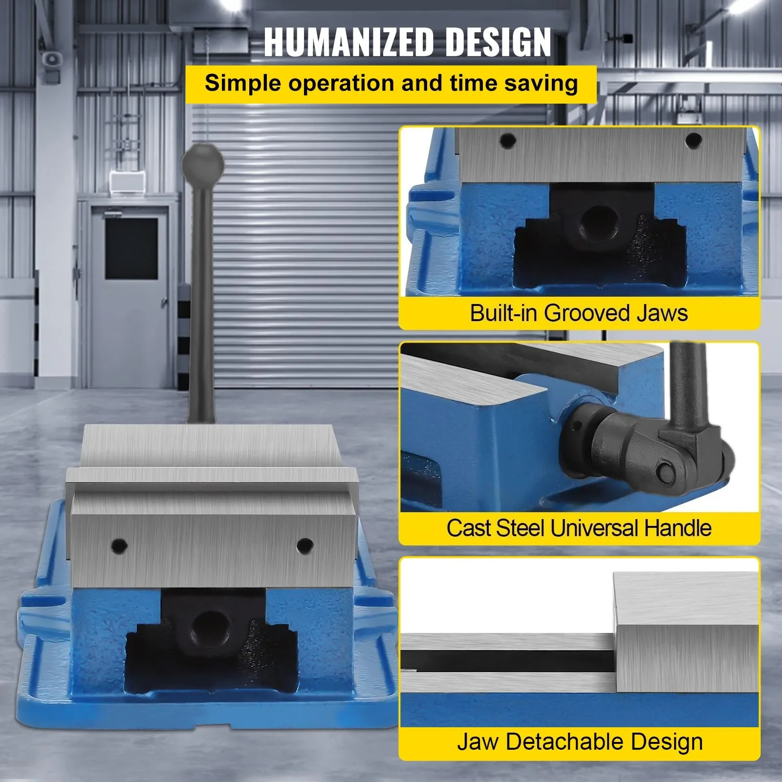 ‌SIHAO 6" High-Precision Milling Vice with 0.002" Micron-Level Accuracy, Heavy-Duty Bench Clamp for Drilling & Sawing Operations