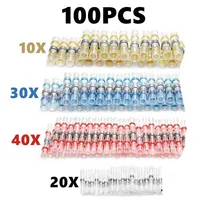 ELECTRAPICK 100pcs Butt Splice Cable Crimp Solder Seal Wire Connectors Heat Shrink Insulated Electrical Wire Terminals Sets