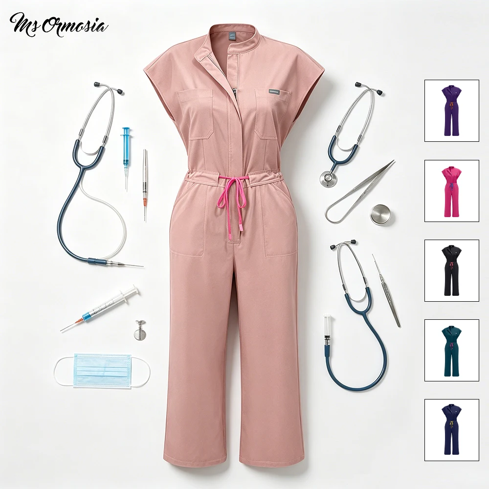 Uniformes Médicos al por Mayor: Monos de Manga Corta para Hospital, Ropa Clínica, Uniformes de Enfermería, Pijamas Quirúrgicos para Mujer, Overoles de Dentista con Bolsillos
