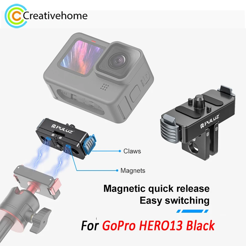 

PULUZ HERO13 Metal Magnetic Adapter Base For GoPro HERO 13 Black Camera Quick Release Tripods Mount Selfie-stick Accessories
