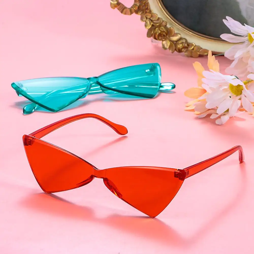 Rimless Triangle Sunglasses One Piece Colored Transparent Sun Glasses for Women Men Candy Color Shades Funny Party Supplies