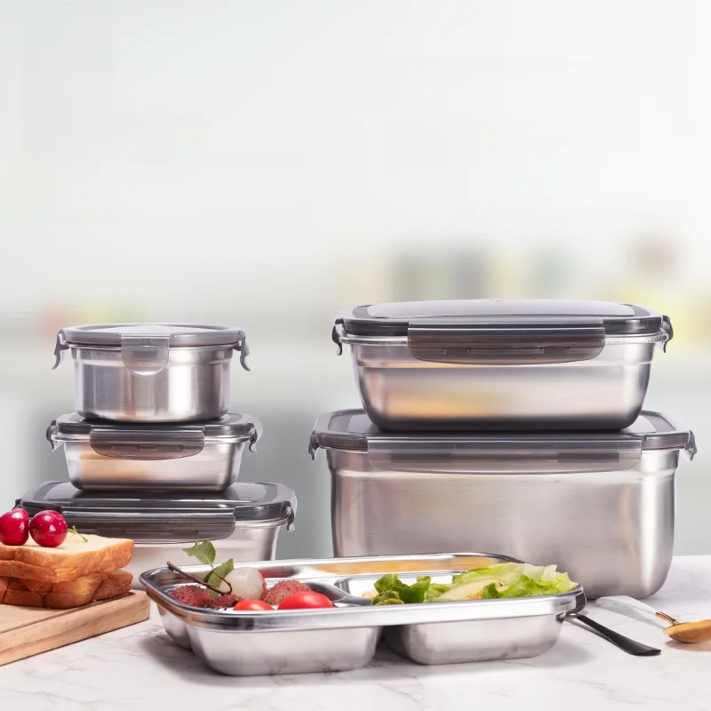 

Большая емкость для еды ade из нержавеющей стали 304, коробка для заметок Sed, ланч-бокс, контейнер для фруктов, прямоугольный контейнер для ясен