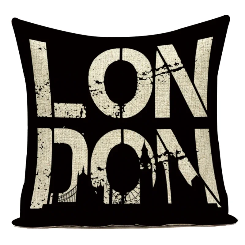 Nordic Style London Letter Keep Calm British Bus Decorative Pillows Polyester Sofa Home Cushion Cover For Living Room Decor