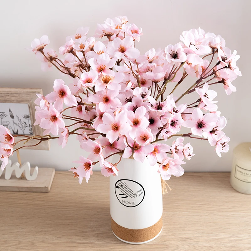 40CM Artificial Flower Silk Long Branch Cherry Blossom Wedding Party DIY Arrangement Fake Home Plum Blossom Plant Decoration