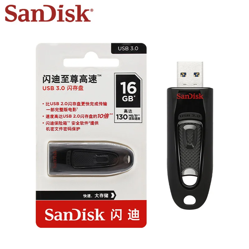 SanDisk Ultra USB 3.0 Flash Drive 16GB 32GB 64GB 128GB 256GB 512GB CZ48 Kecepatan Tinggi Flashdisk Mini U Stick USB Memory Stick