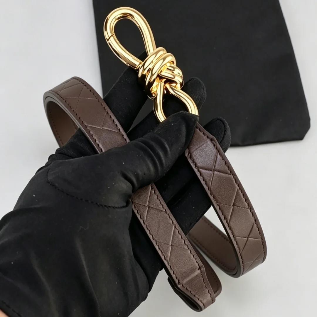Real Leather Knot Belt For Women Small Belt Fashionable Belt With Buckle Dress And Jeans Belts 2.0cm BV01
