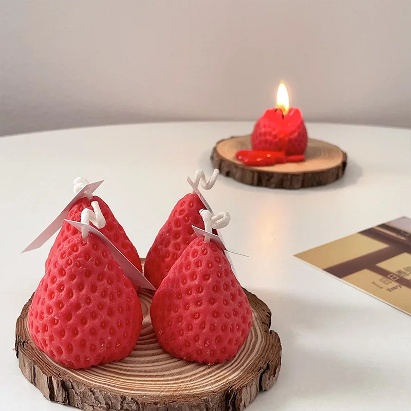 Creative Strawberry Candle Silicone Mold Chocolate Baking Mold DIY Handmade 3D Soap Epoxy Resin Cake Home Decor Holiday Gift