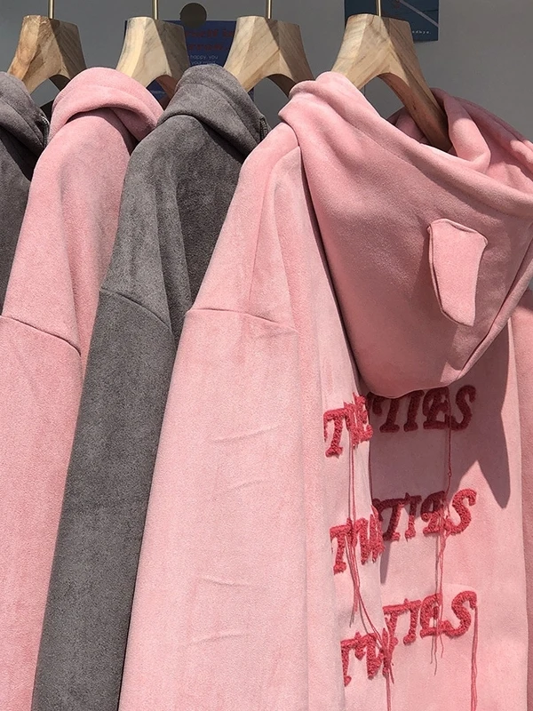 플러스 사이즈 300 파운드 미국 레트로 데빌 혼 후디 여성용 루즈 레이지 슬레 자켓 탑 가을 겨울 신상품