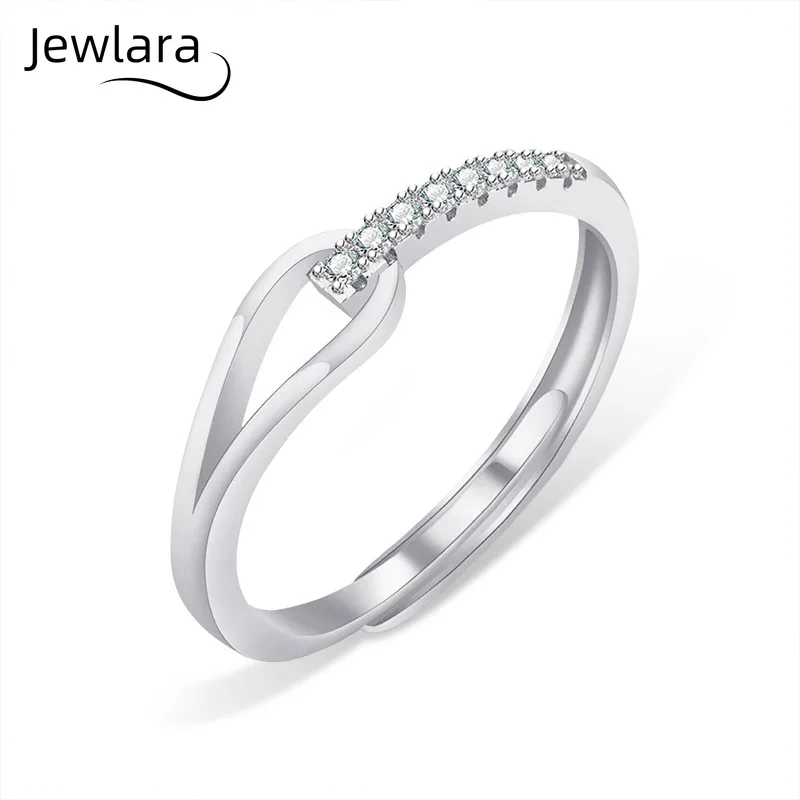 Jewlara Mozzarella 925 Silver Hollow Ring, Non-Fading Niche Design Cold Wind Drill Open Ring Jewelry