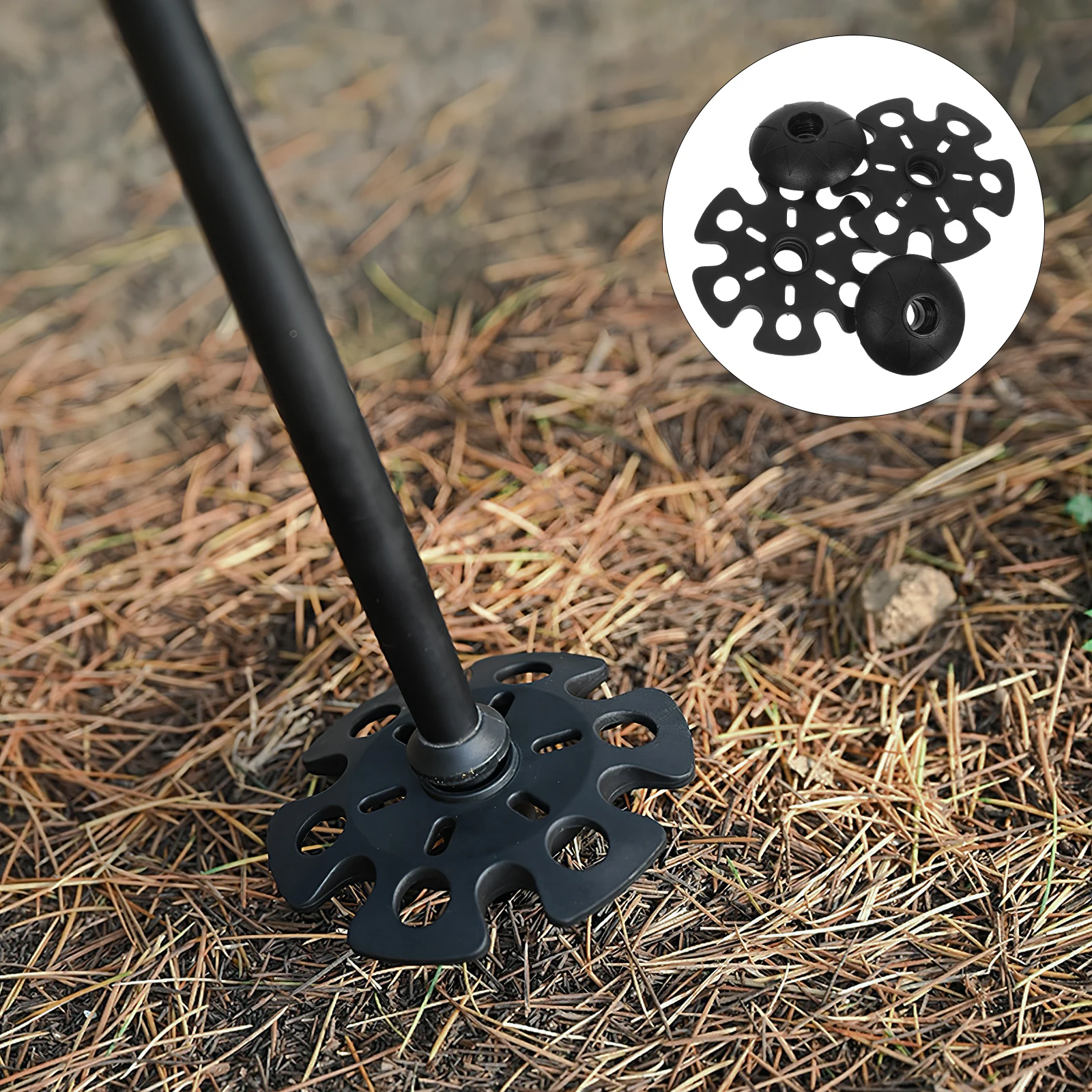 

4pcs Mud Support Snow Trekking Pole Gear Hiking Rubber Tips Foot Accessories Replacement Poles Caps Lightweight Durable Portable