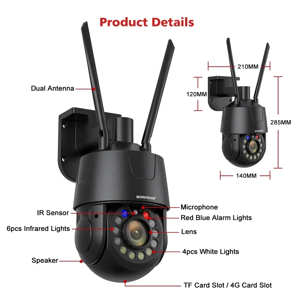 Optical 30X Zoom Wifi PTZ Camera 4K 8MP Smart AI Human Detection POE 4G CCTV IP Camera Security Protection Metal Body IP67